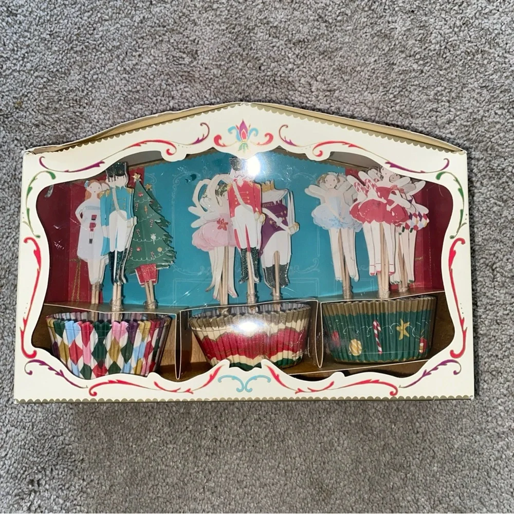 Meri Meri Nutcracker Ballet Christmas Cupcake Liners & Topper‎ Picks Kit